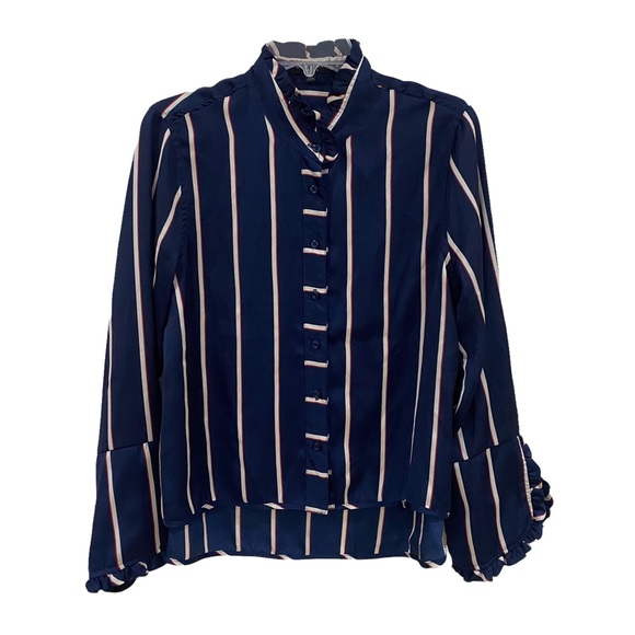 Romeo & Juliet Couture Tops - Romeo + Juliet couture long sleeved button RUFFLE button down top blouse MEDUIM
